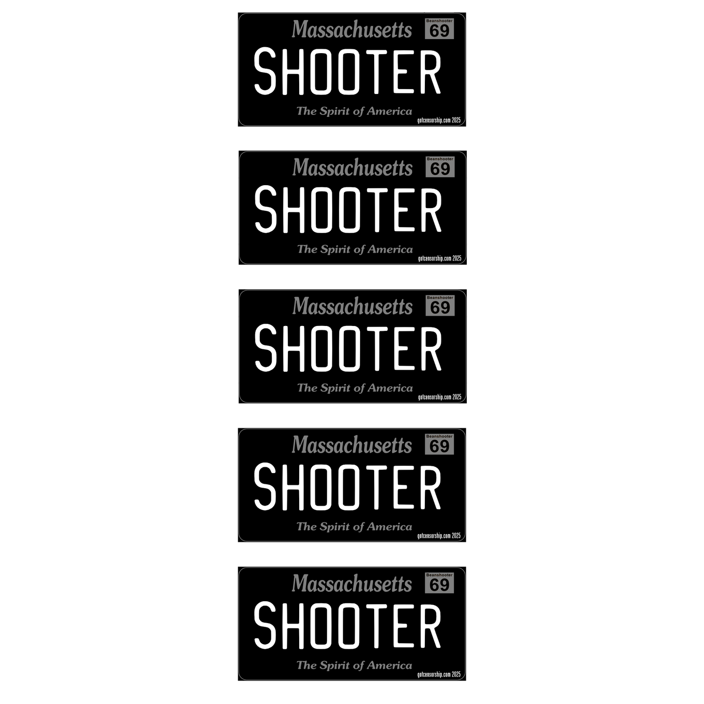 Shooter License Plate Mini's B&W (5 Pack)