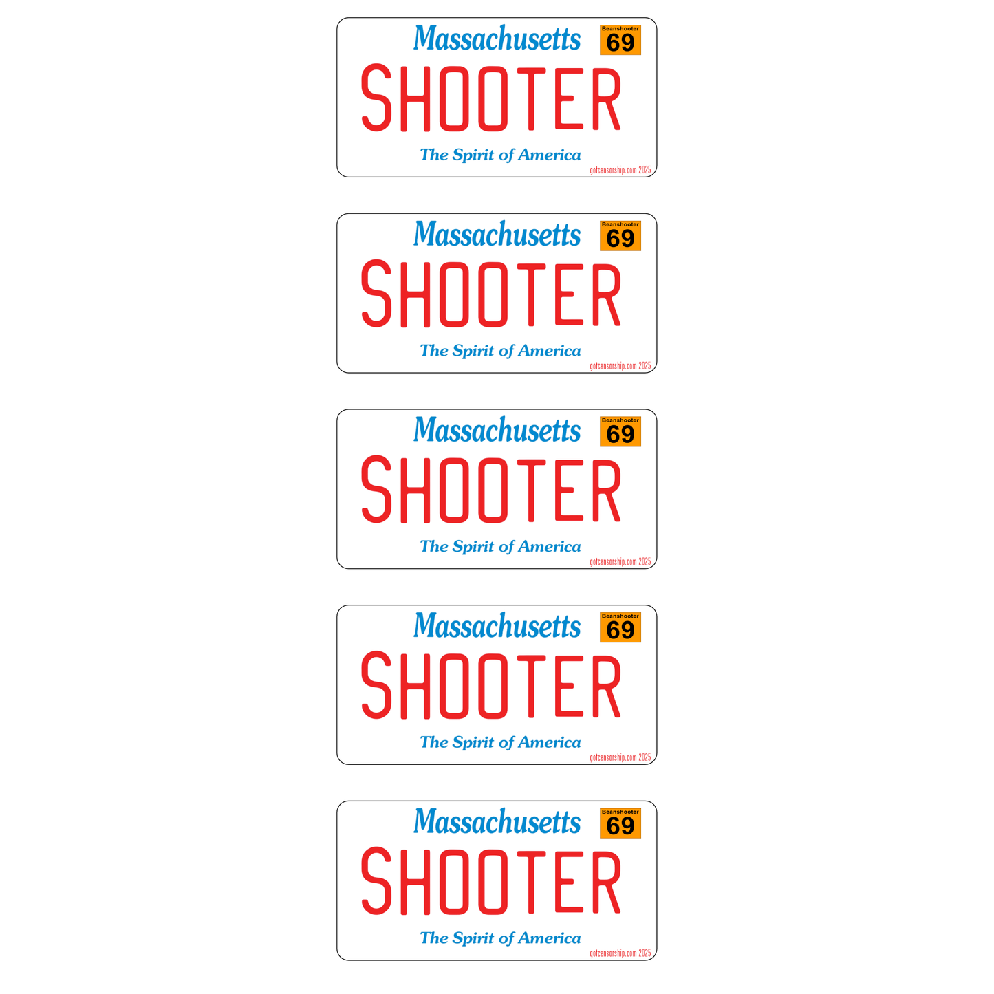 Shooter License Plate Mini's (5 Pack)