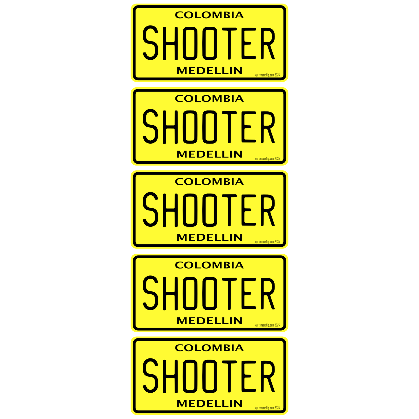Shooter Colombia Medellin License Plate Mini's (5 Pack)