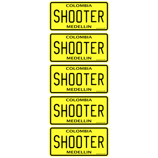 Shooter Colombia Medellin License Plate Mini's  (5 Pack)