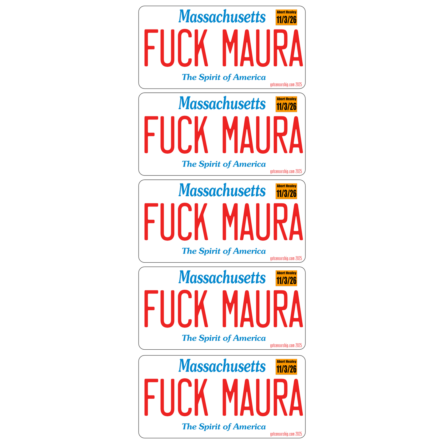 Fuck Maura Healey Massachusetts Bumper Sticker Decal (5 pack)