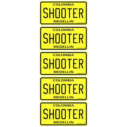Shooter Colombia Medellin License Plate Mini's  (5 Pack)