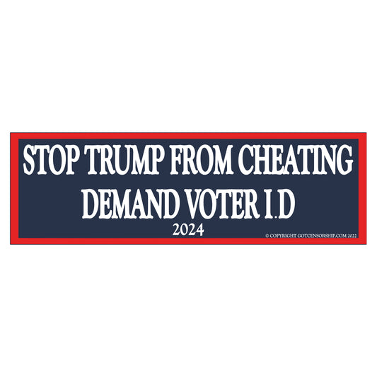 Stop Trump From Cheating Demand Voter ID Bumper Sticker Decal (3 Pack)